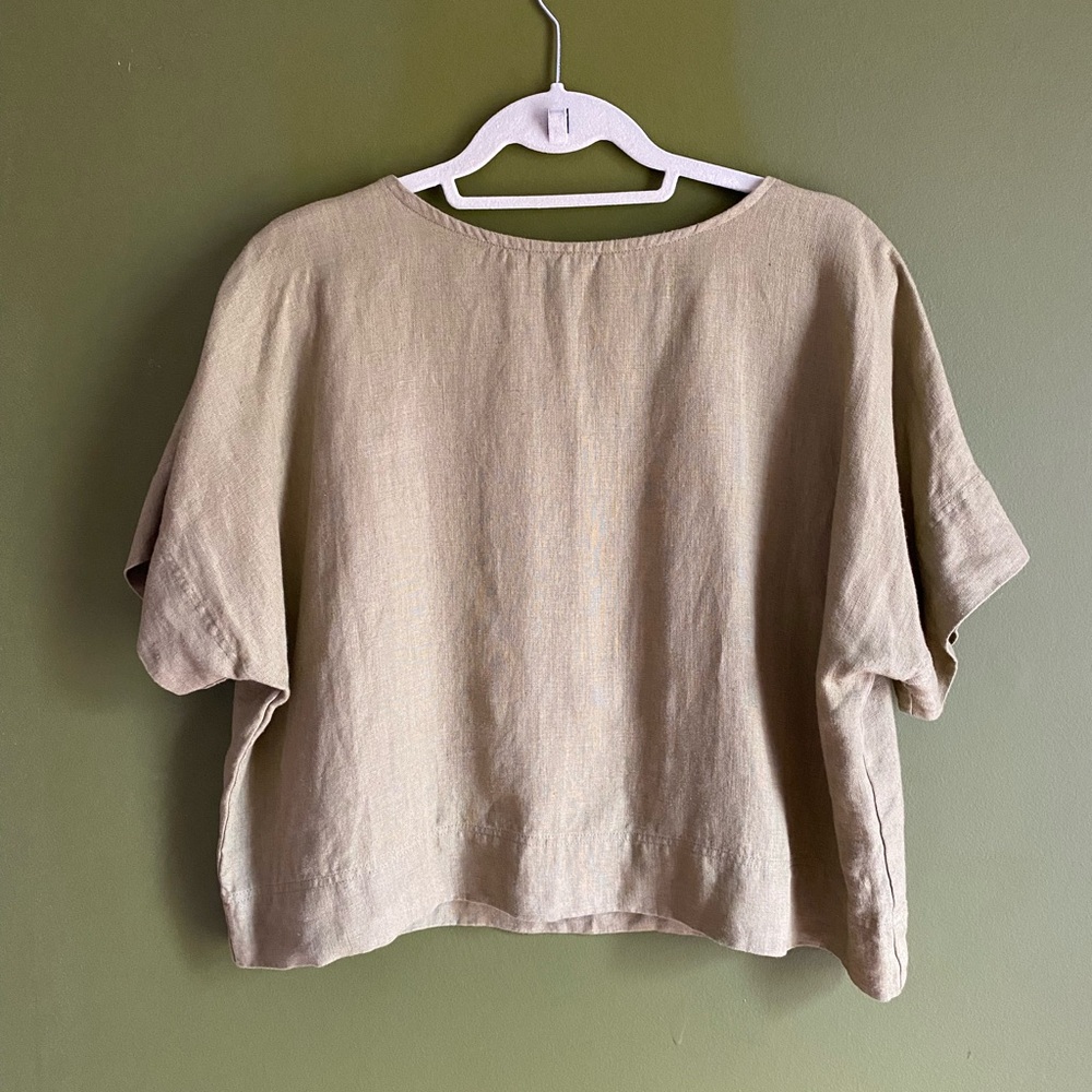 Olive Green Linen Blouse